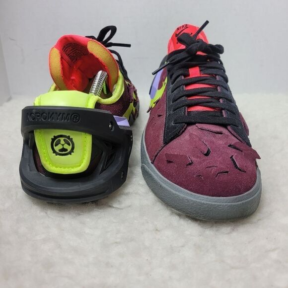 Nike x Acronym Blazer Low Night Maroon Men's Size 10 Dunk SB Yellow Black Red - Picture 7 of 11